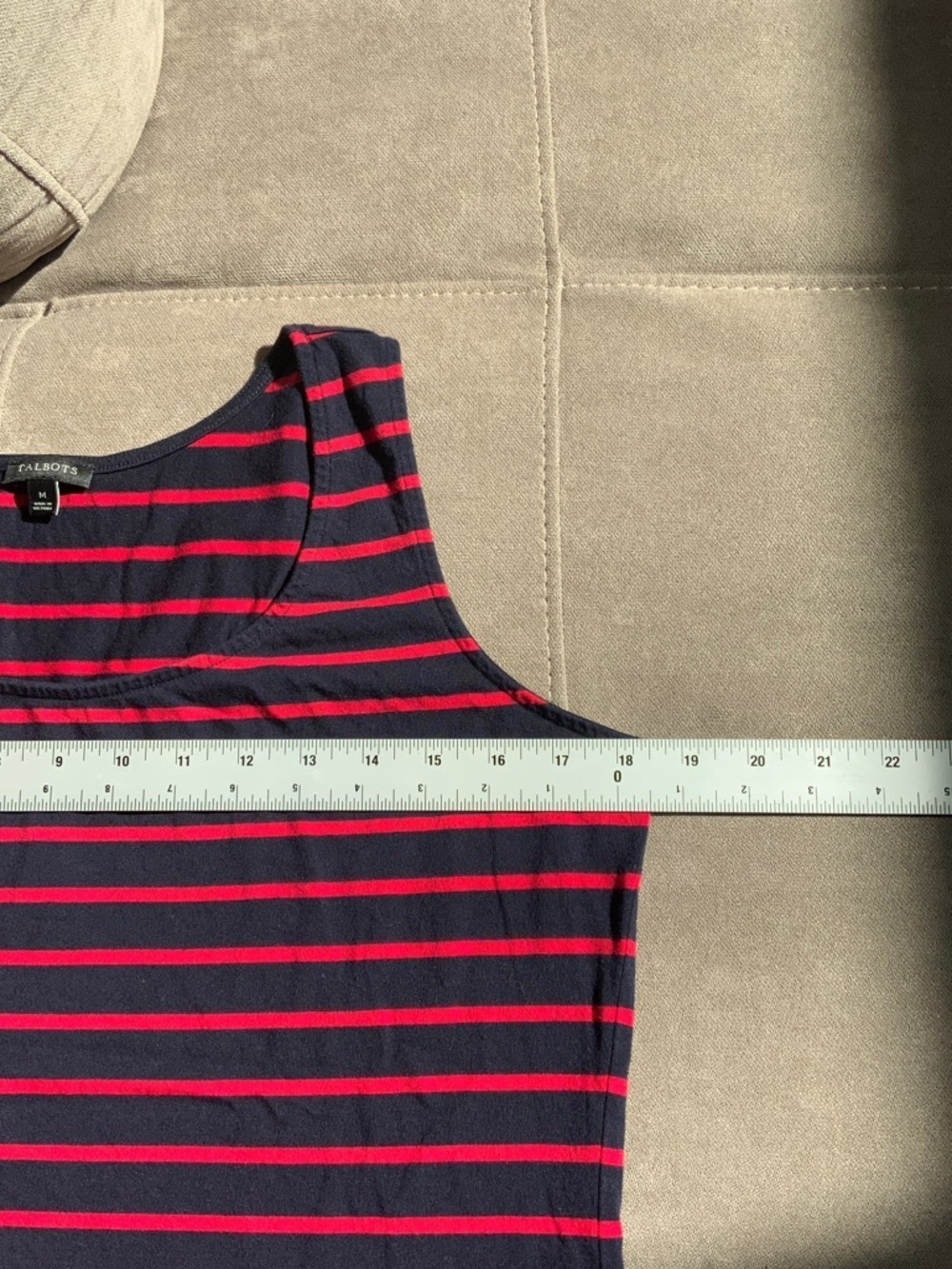 Talbots Navy and Pink Striped Scoop Neck Tank